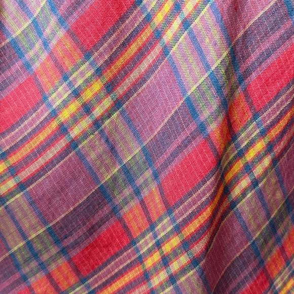 J.CREW Multicolor Plaid Print Tank Top Cotton Linen Colorful Halter Tank Size-XS - Picture 8 of 9